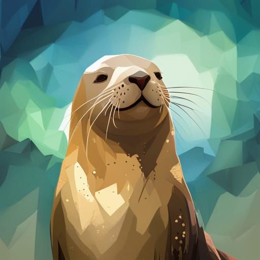 Whimsical Sea Lion in 3D Vector Art Style