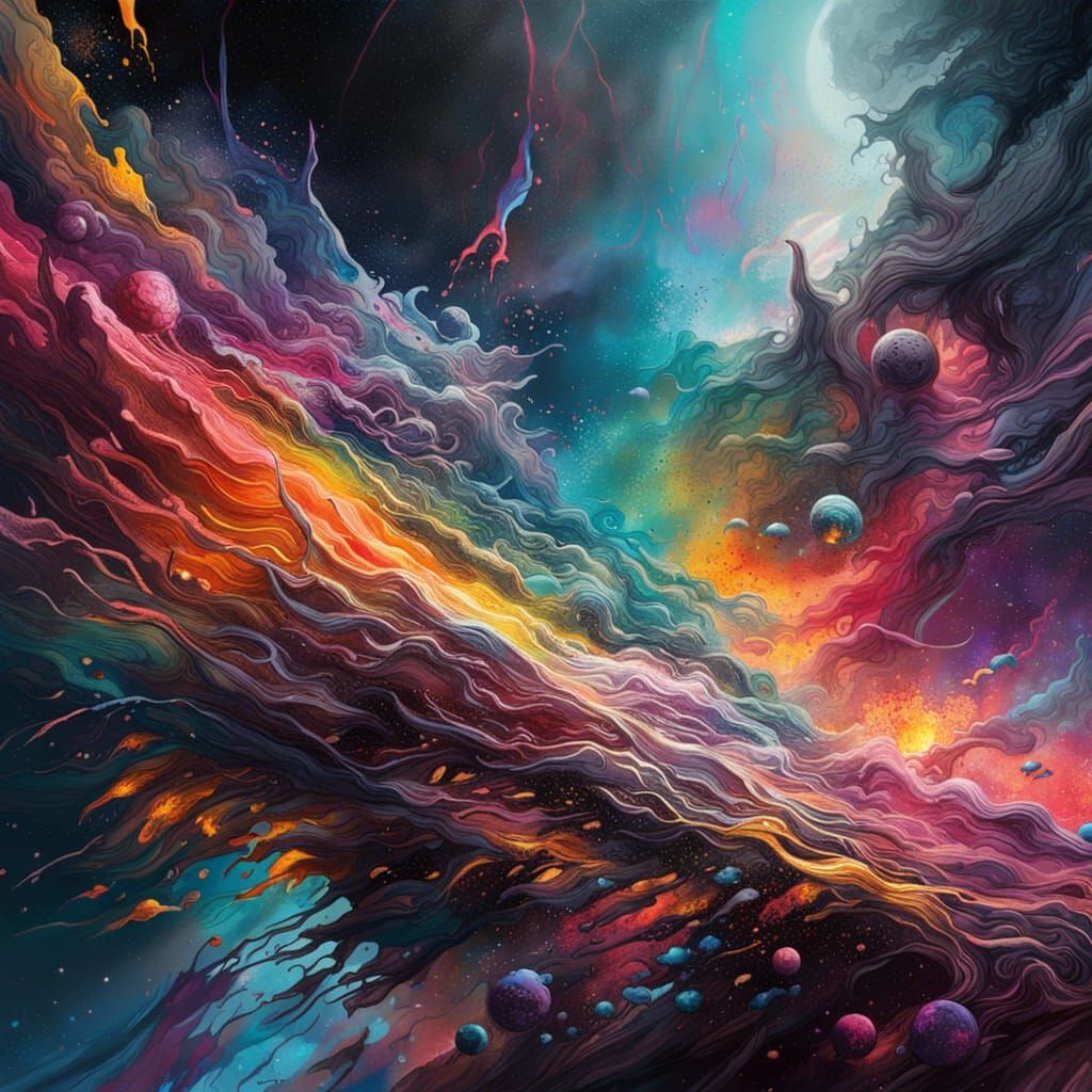 Colorful Space Graffiti Art: Ultra Detailed Painting