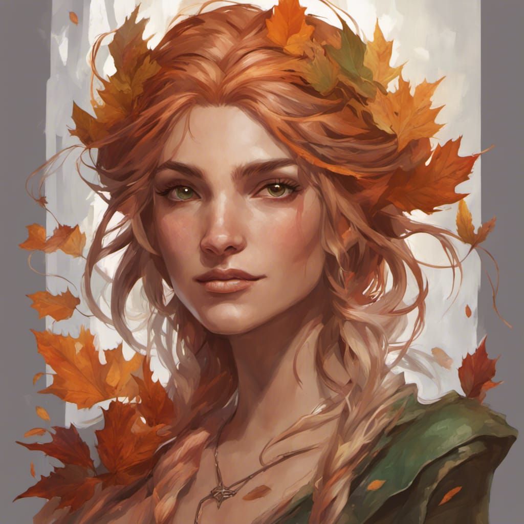 Autumn Eladrin Portrait in Art Nouveau Style