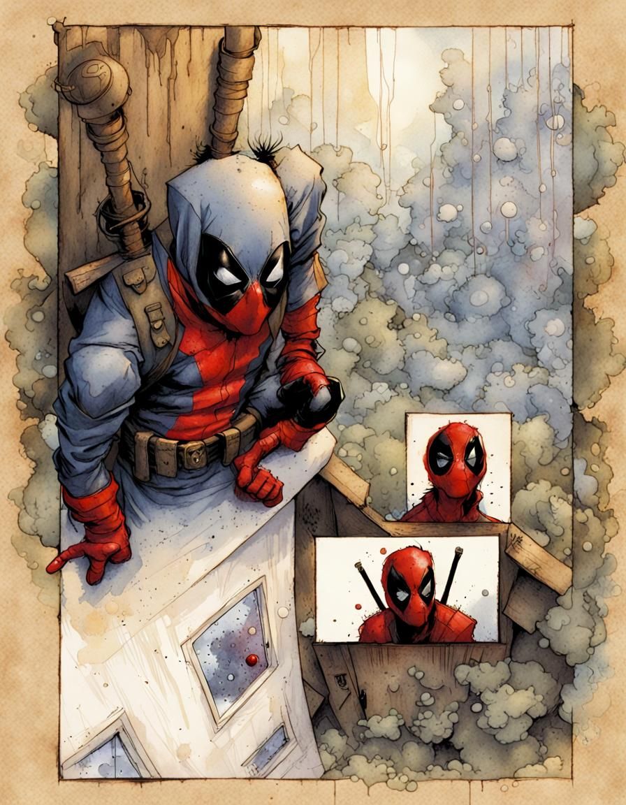 Deadpool and Spiderman Comic Sketch in Vibrant Colors
