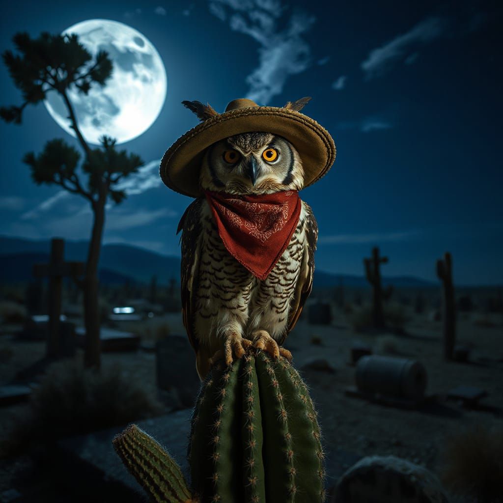 Great-Horned Owl in Old West Graveyard