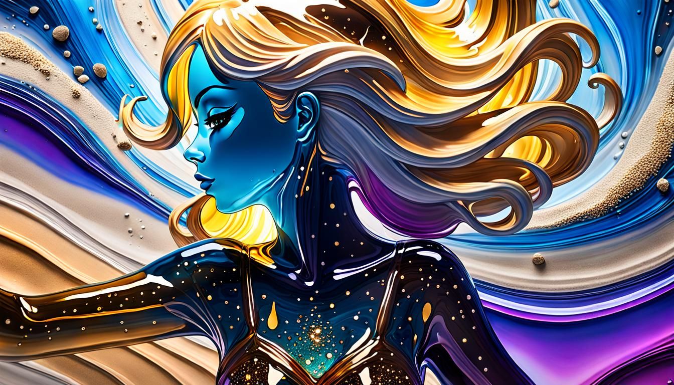 Fluid Silhouette in Starry Night Colors