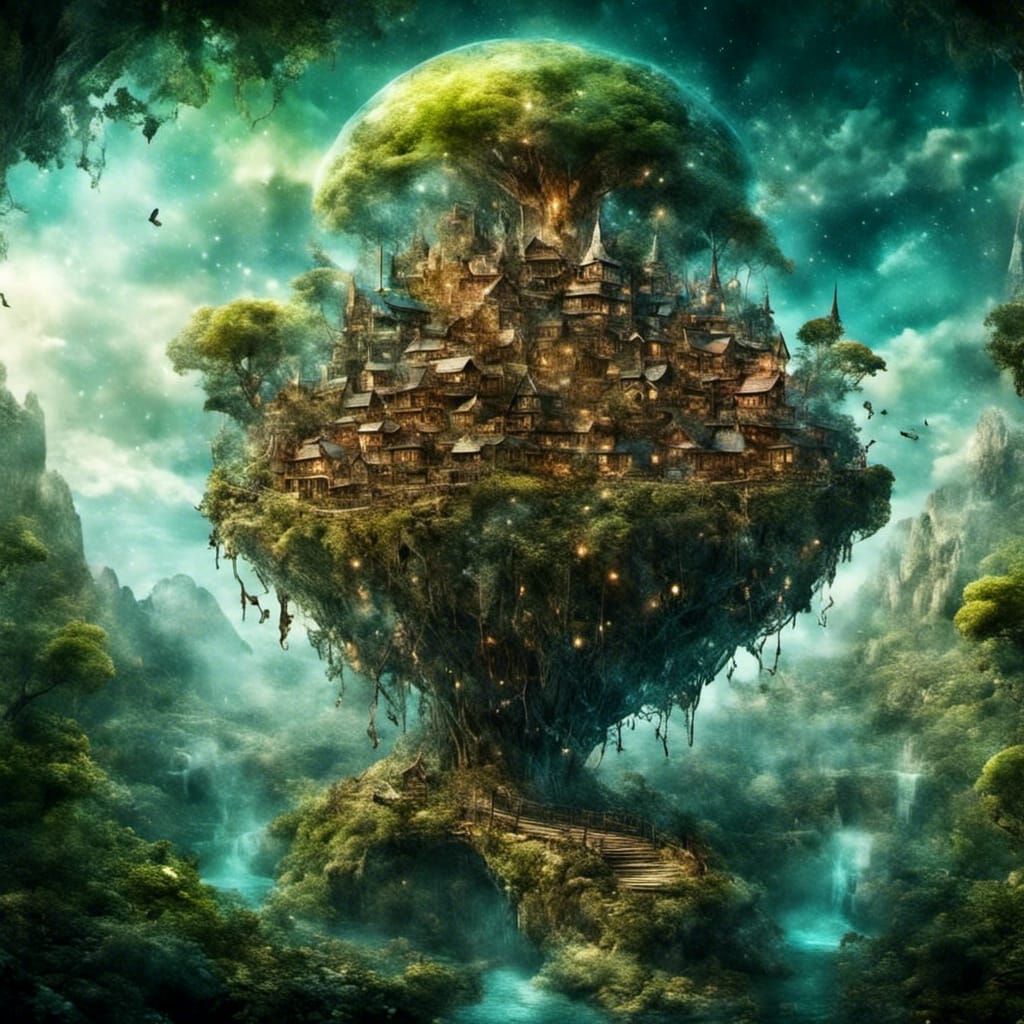 Enchanting Fairy Town, Digital Art