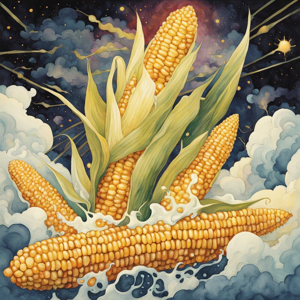 Watercolor Corn on the Cob Summer Grill