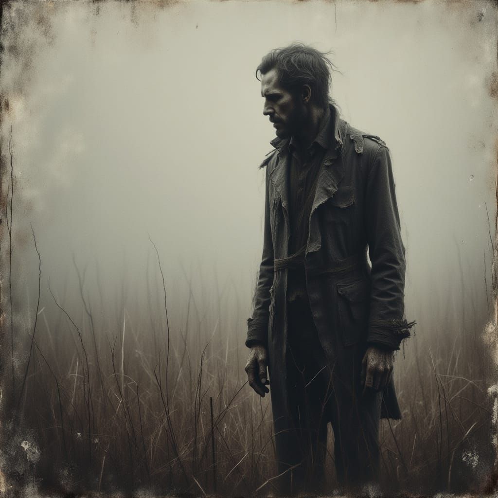 Monochromatic Figure Study in Haunting Style