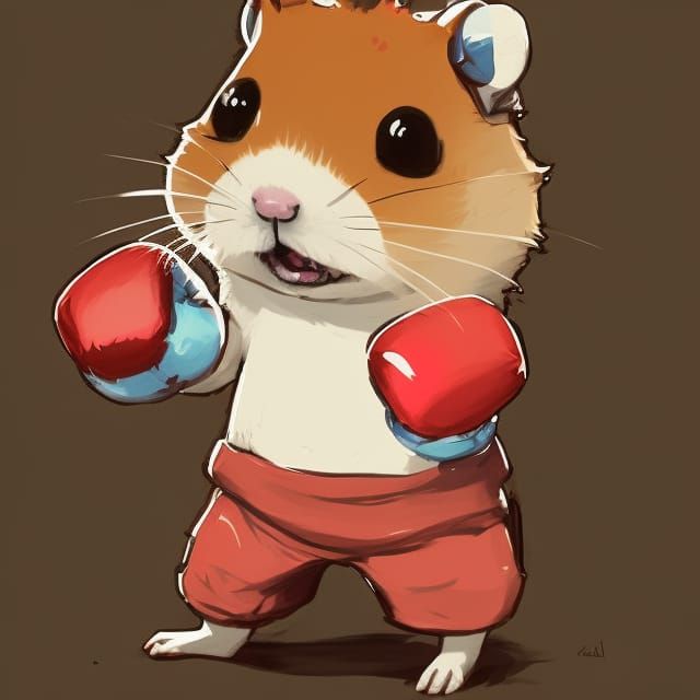 Chibi Hamster Boxer in a Ring