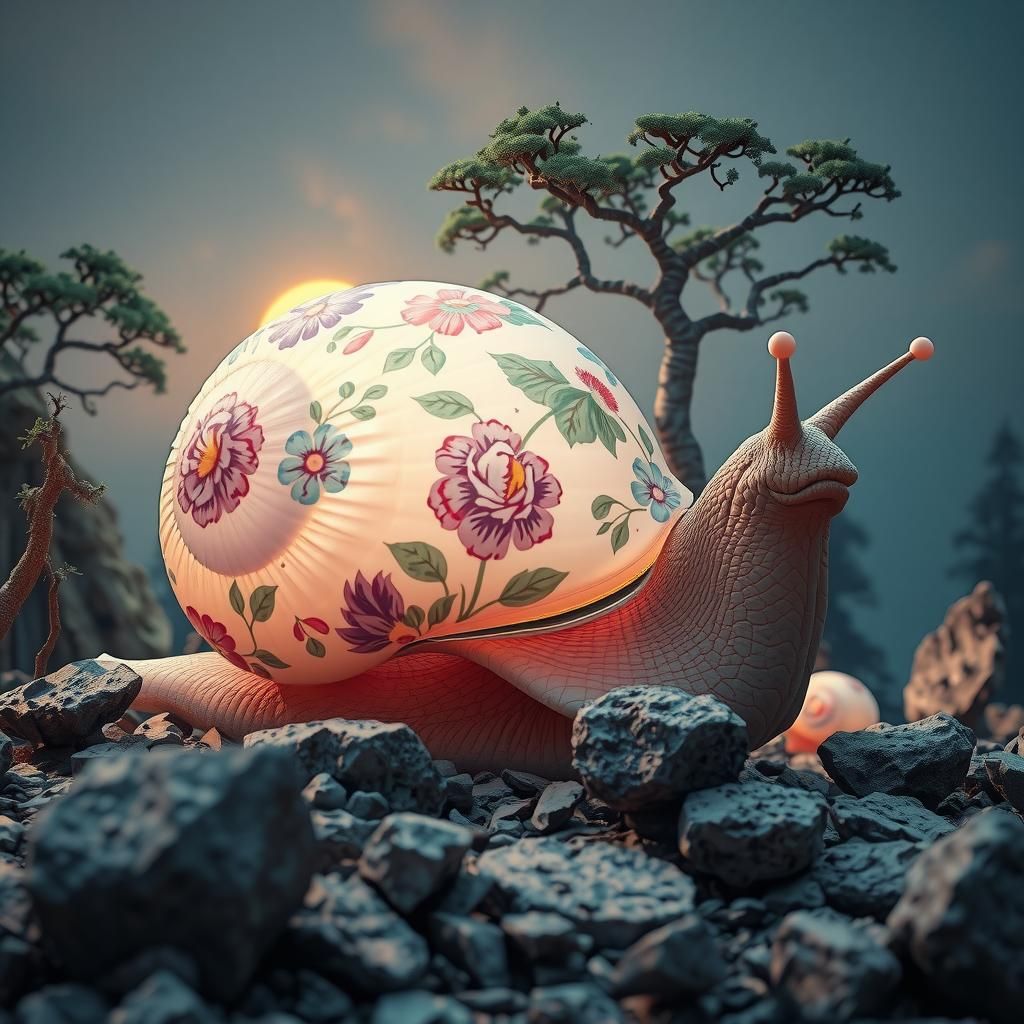 Giant Snail in Dreamworld with Laura Ashley Shell