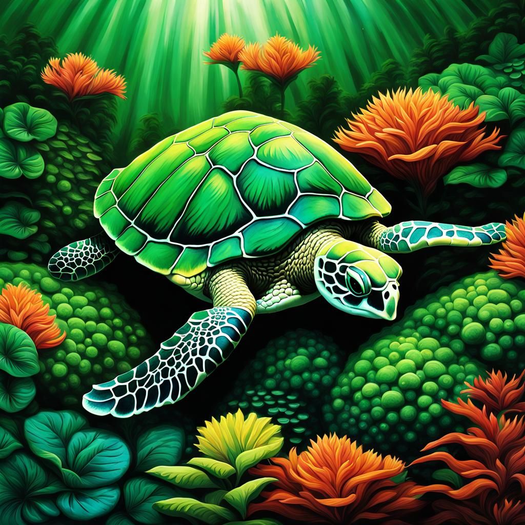 Chibi Turtle in Monochromatic Style