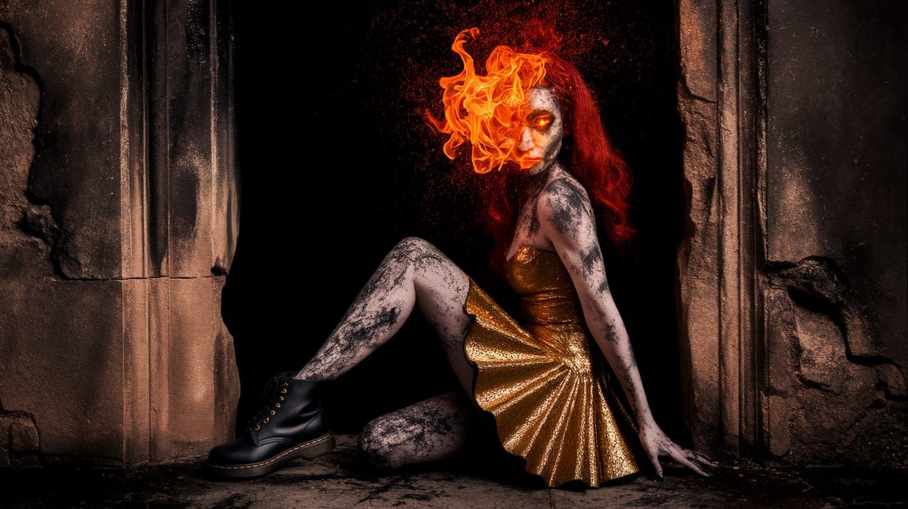 Goth Vampire Woman Emerging From Darkness in HR Giger Style