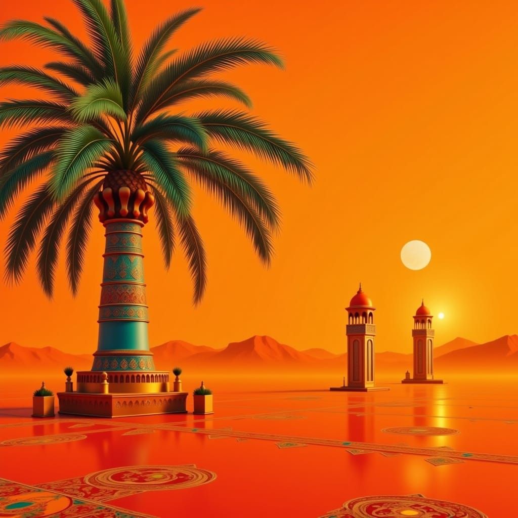 Vibrant Mosque Interior in Hyperrealistic Concept Art