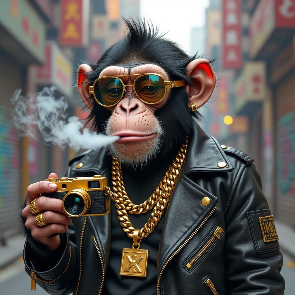 Monkey in Gritty Urban Style Blends Street Art with Futurist...