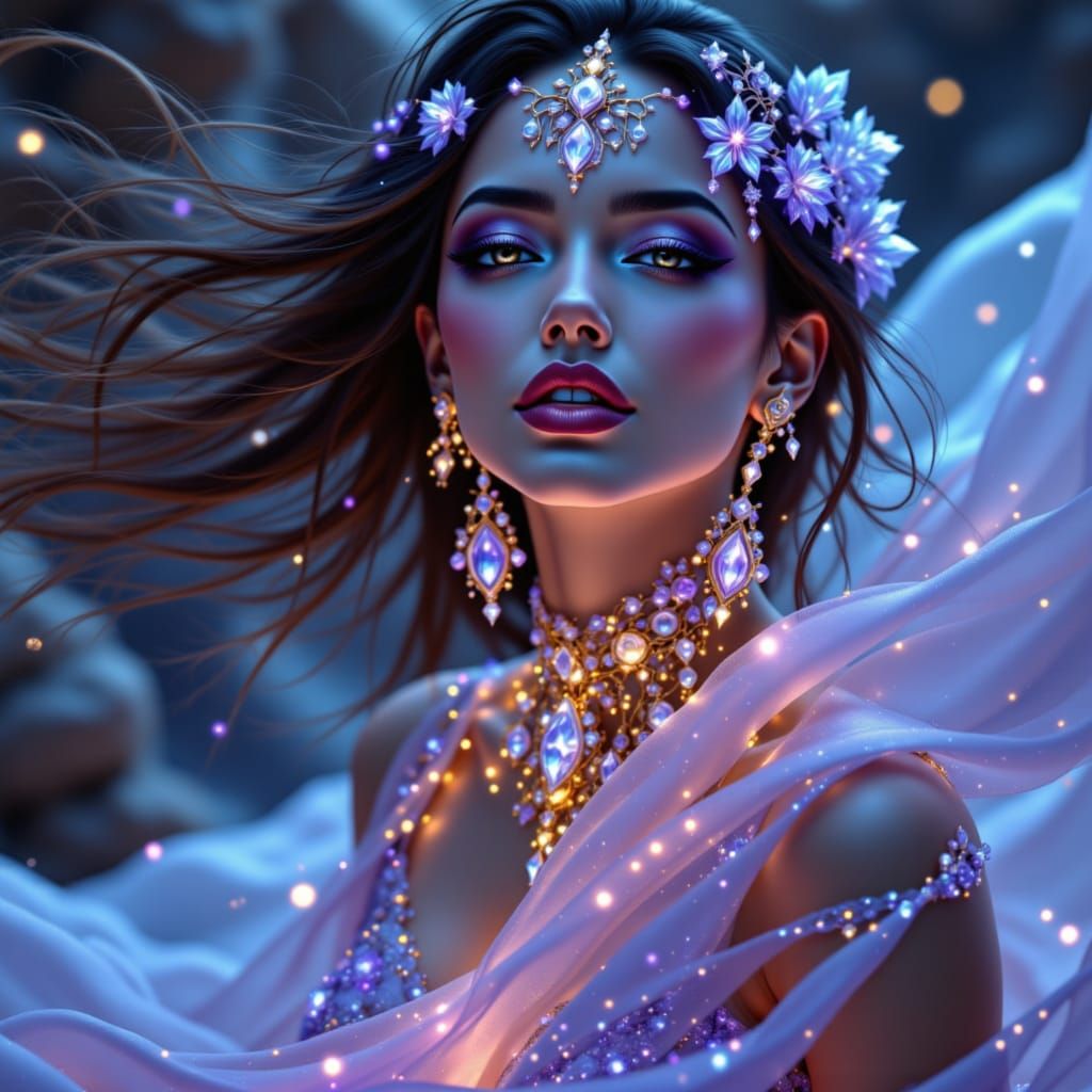 Desert Water Sorceress in Itheereum Cybernetics Style