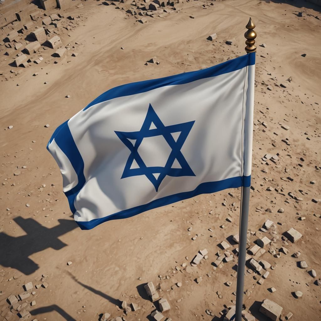 Flag of Israel in 3D Anime Style
