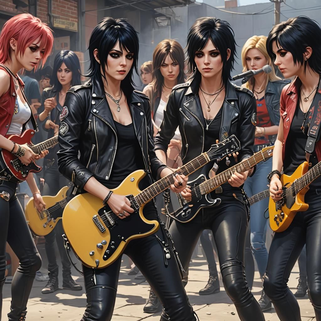 Joan Jett with The Runaways in 3D Anime Art