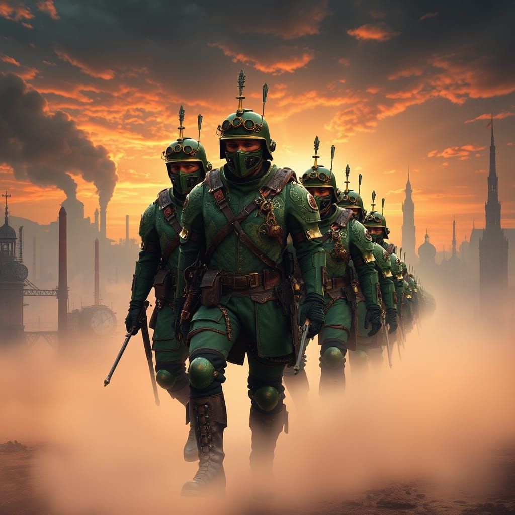 Steampunk Warriors in Brass and Copper Armor