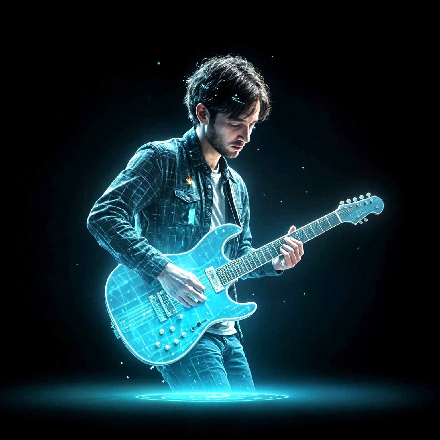 Glitched Guitarist Plays Holographic Guitar