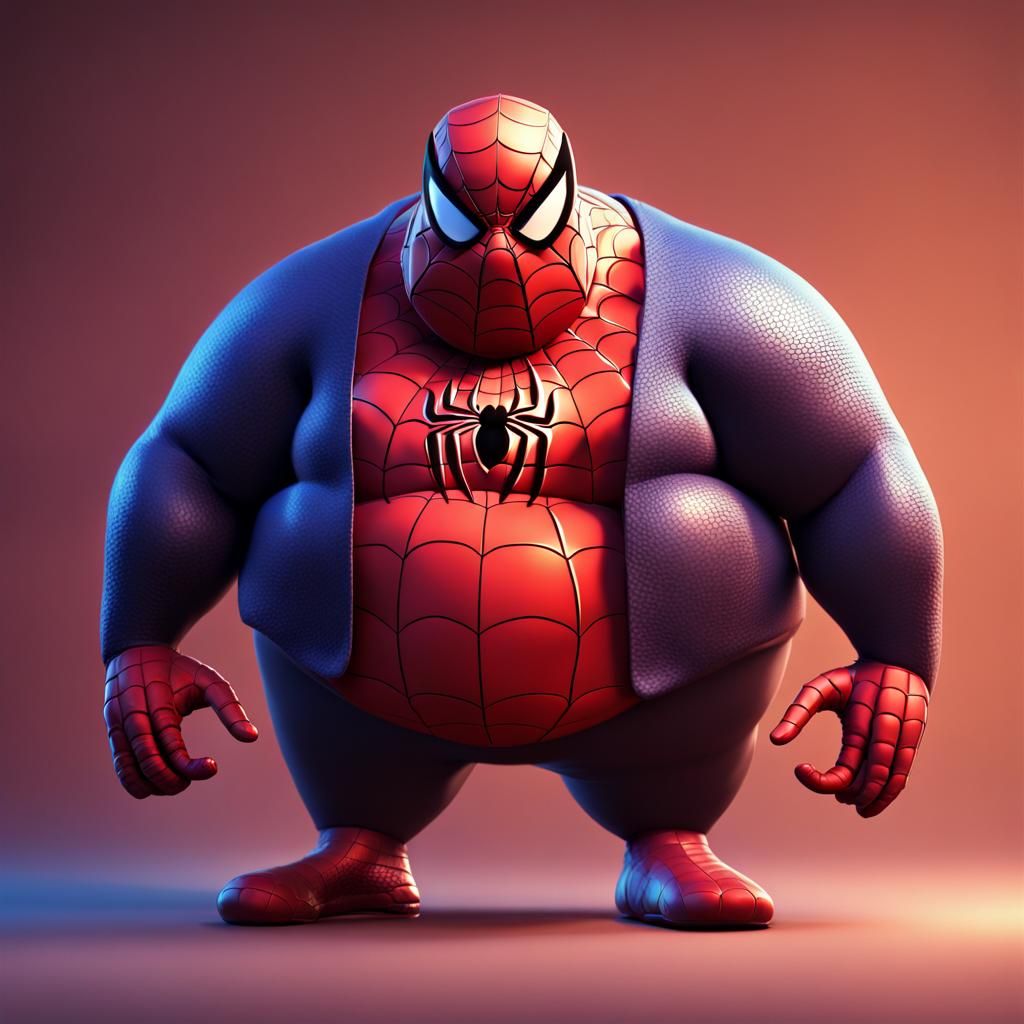 Chubby Spiderman as 3D Digital Art