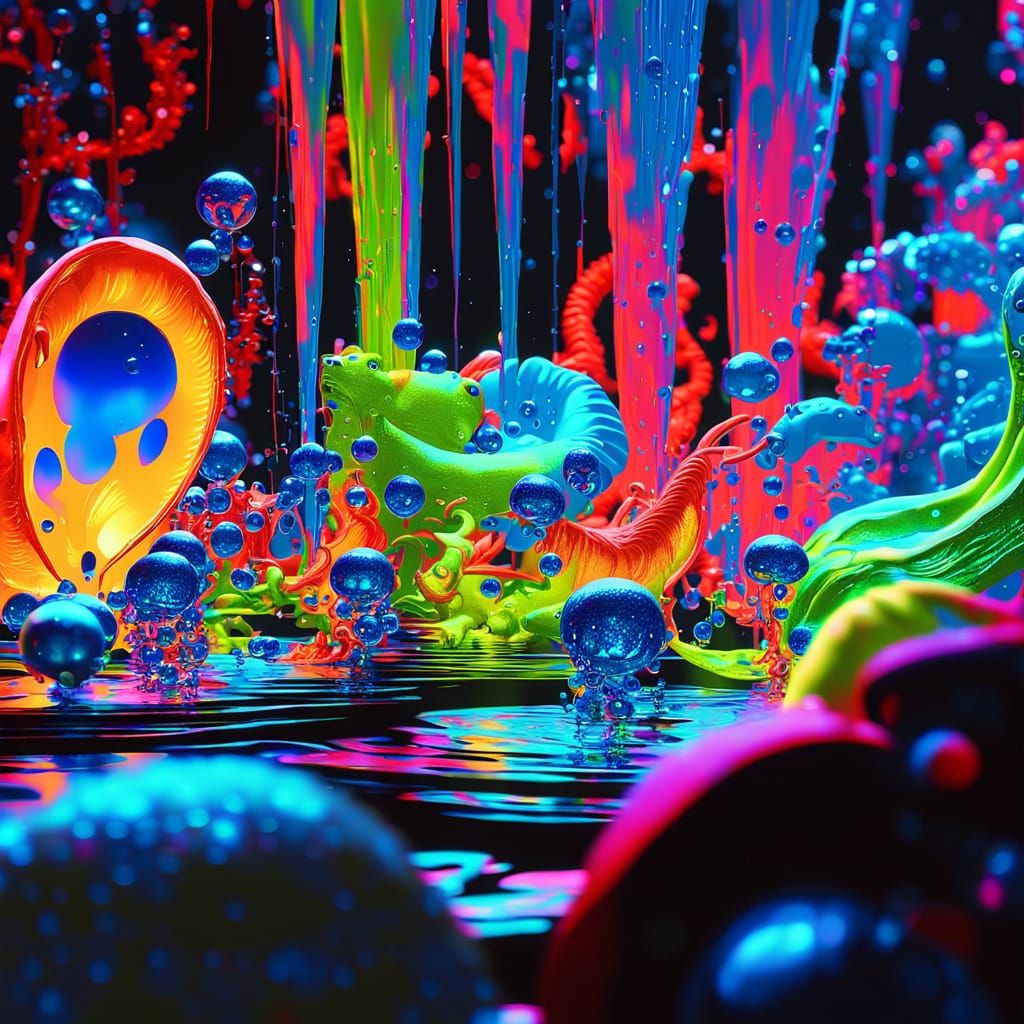 Animated Water Droplets in Hyper-Realistic 3D Style