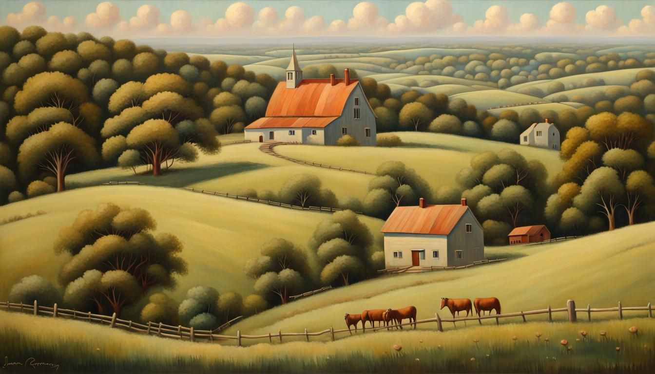 Bucolic pastoral landscape