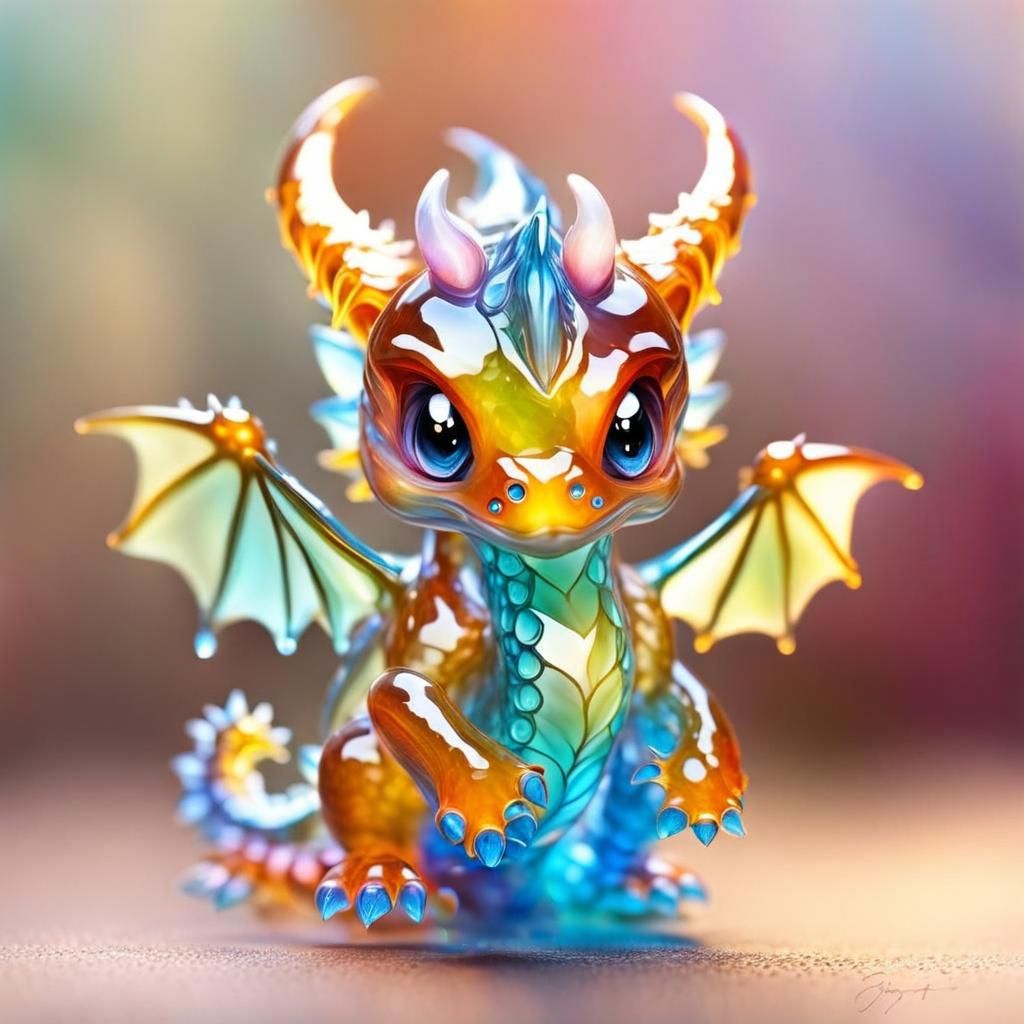 Glass Baby Dragon Blended by AI