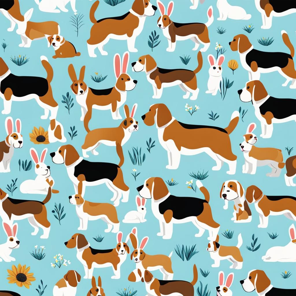 Whimsical Beagle Bunny AI Creation