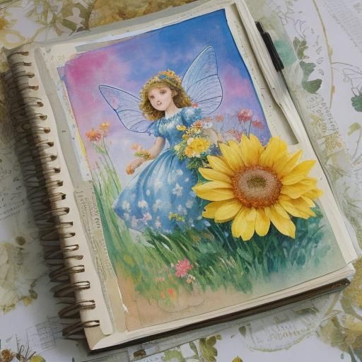 Fairy Writing Diary in Impressionist Pop Art Style
