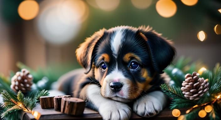 Puppy Portrait with Crystal Clusters
