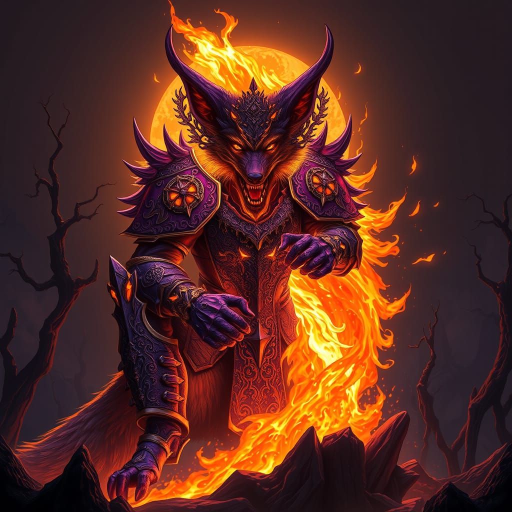 Baroque Fox in Fiery Armor