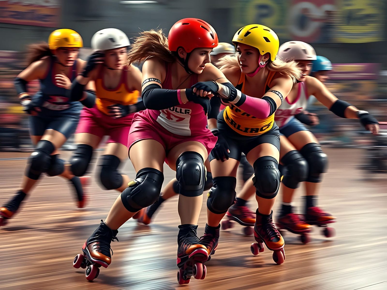 Roller Derby Action Scene in Fantasy Art Style