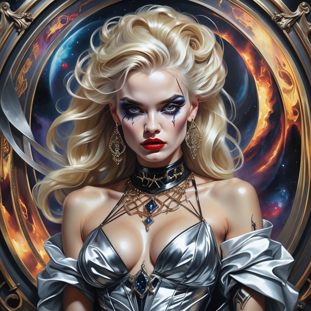 Magnificent Occult Opulent Portrait in Maximalist Cosmic Sty...