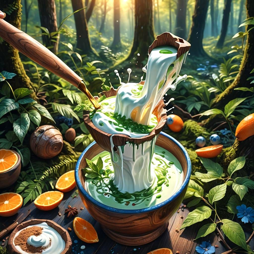 Wooden Blender Makes Milkshake: Detailed Matte Painting