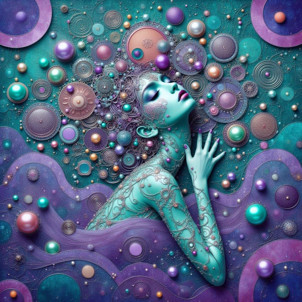 Elegant Alien Lounging in Escher-Inspired World