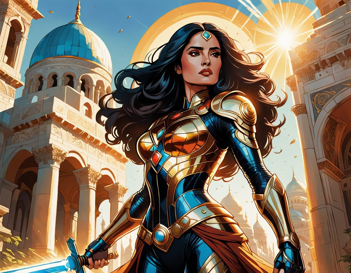 Ethereal Goddess Triumphs in Fantastical Renaissance City