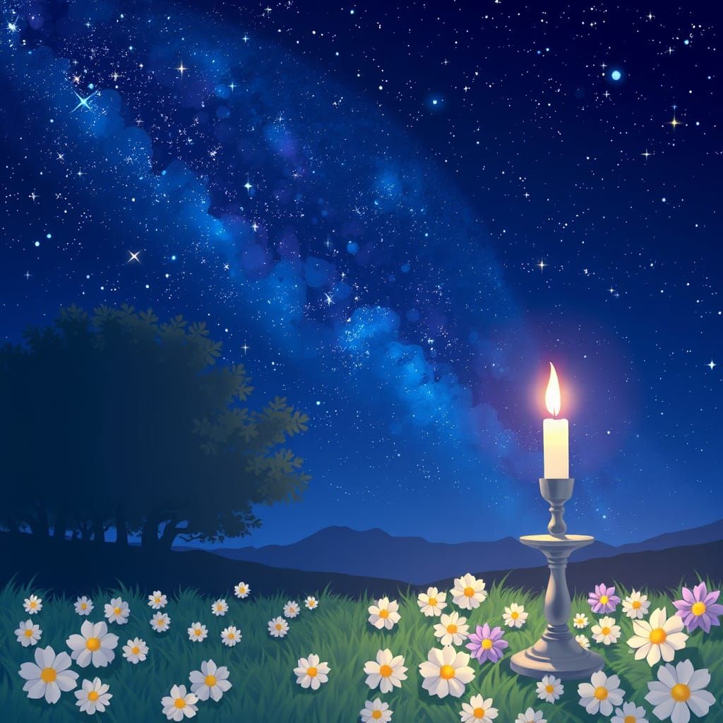 Whispering Night Sky in Warm Candlelight