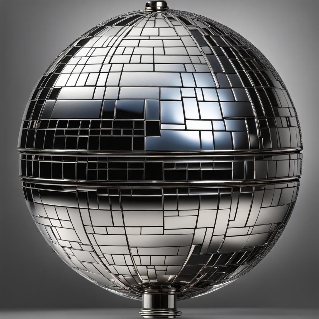 Hyperrealistic Earth Disco Ball with Metallic Elements