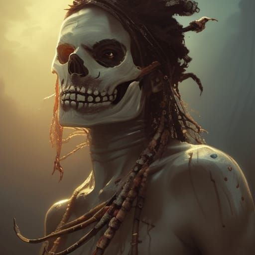 Cursed Skeleton Pirates in Art Nouveau Style