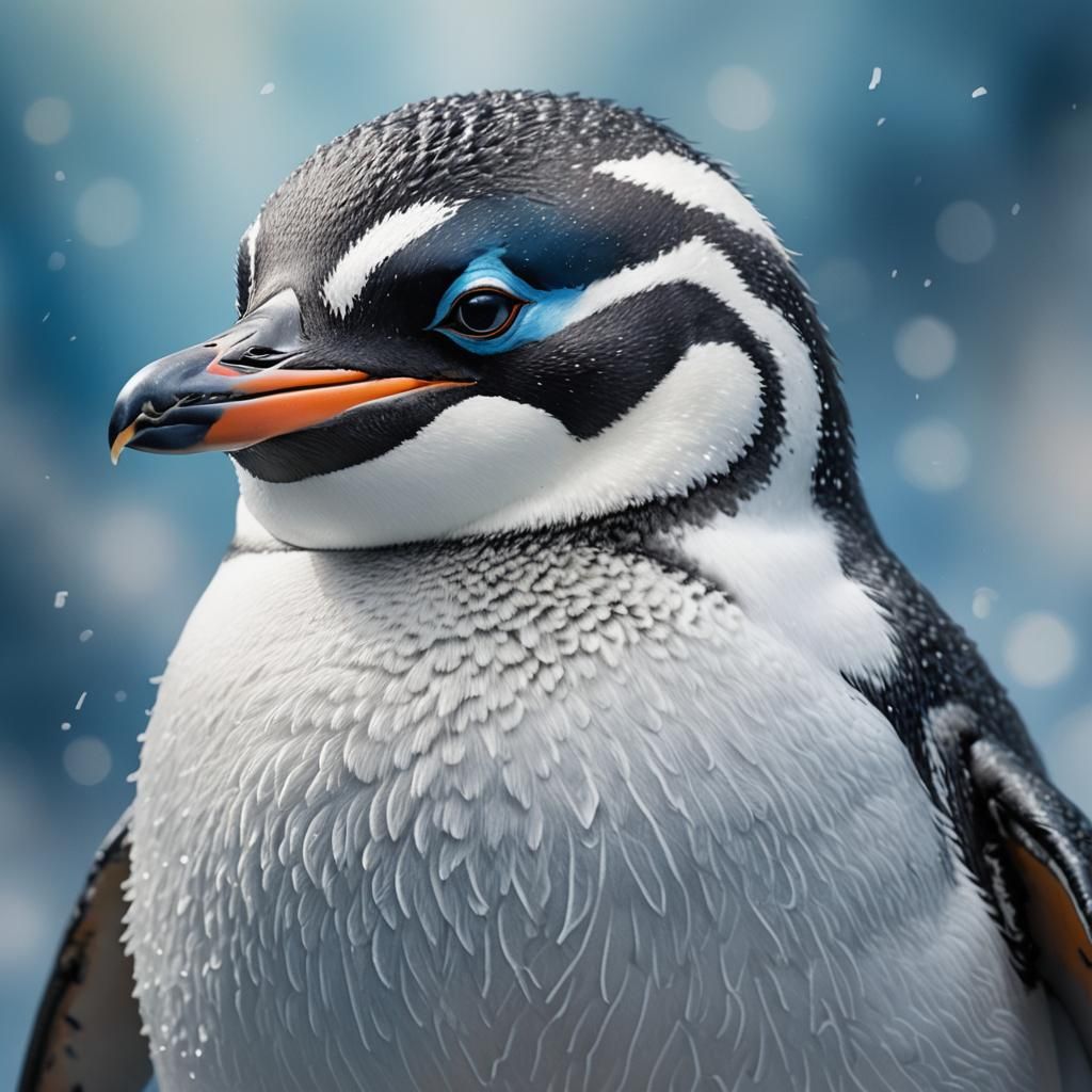 Detailed Penguin Portrait with Expressive Eyes