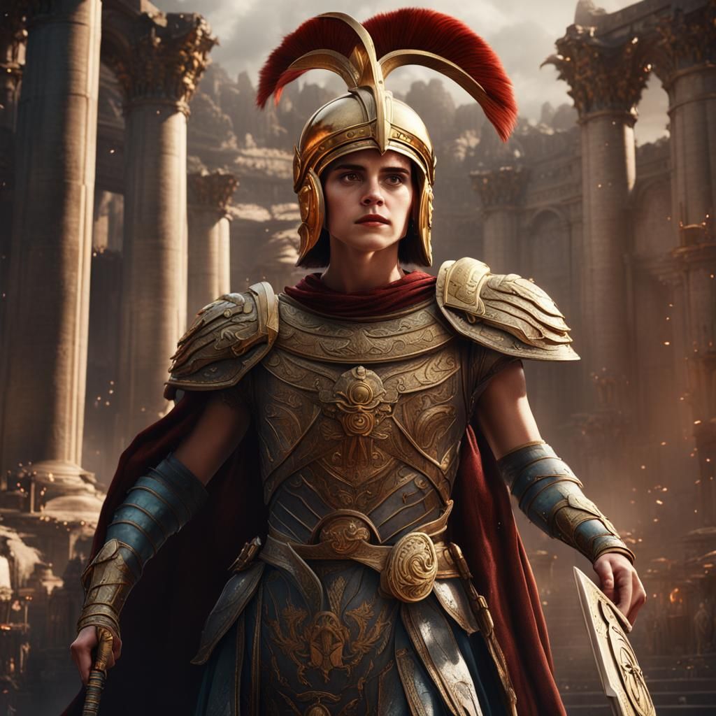 Athena with Corinthian Helmet, Detailed Matte Painting