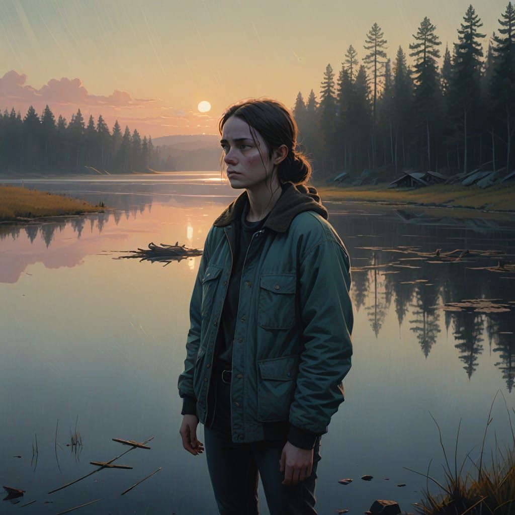 A Young Woman Finds Inner Strength at Sunset