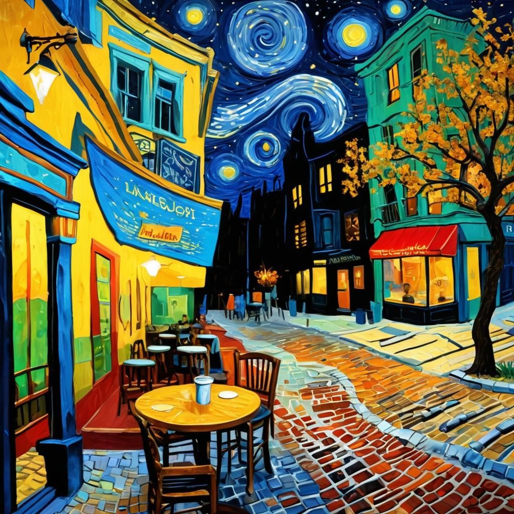 Van Gogh Surrealism: Nocturnal Cafe in a Dream World