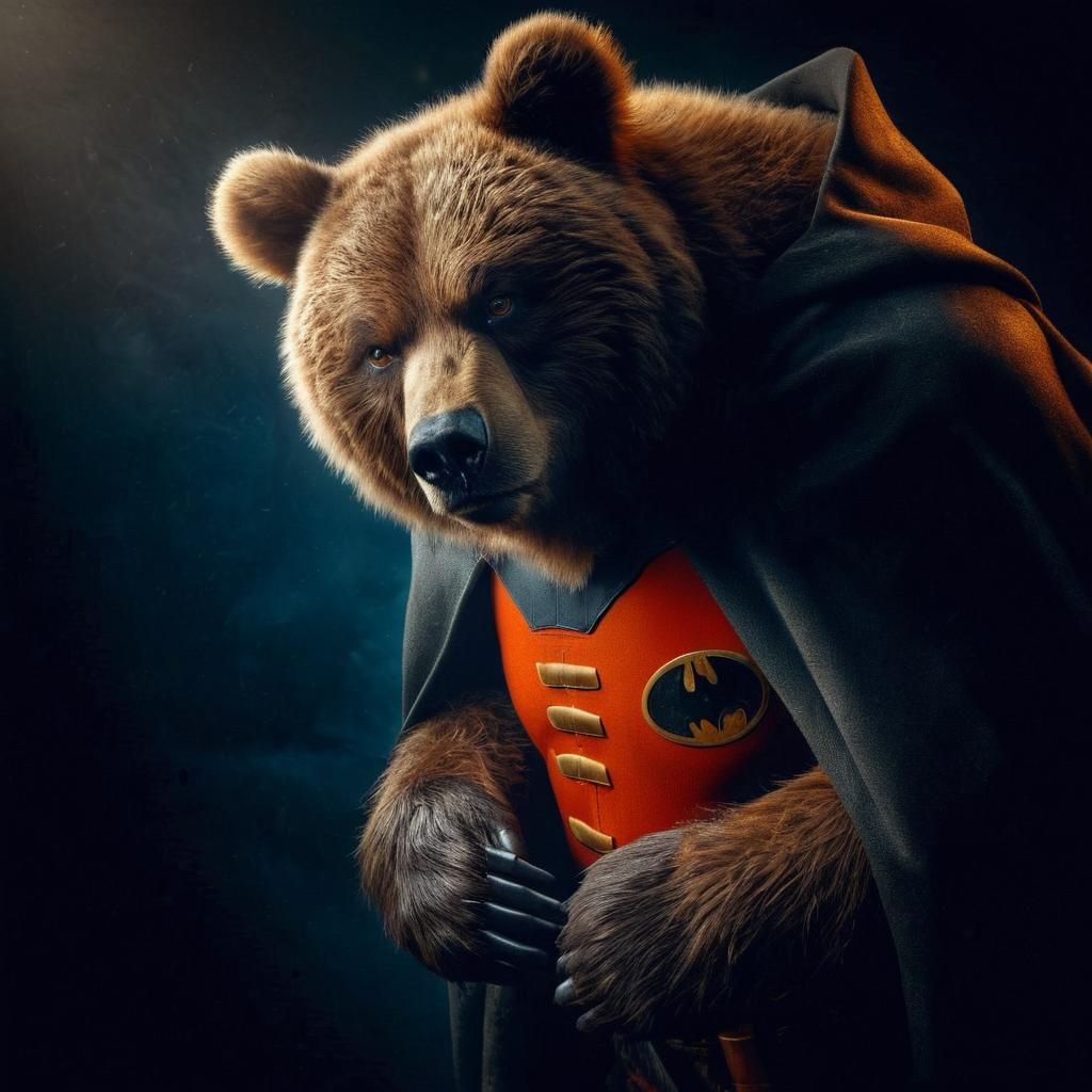 Obese Bear-Batman and Grizzly Bear-Robin Rising