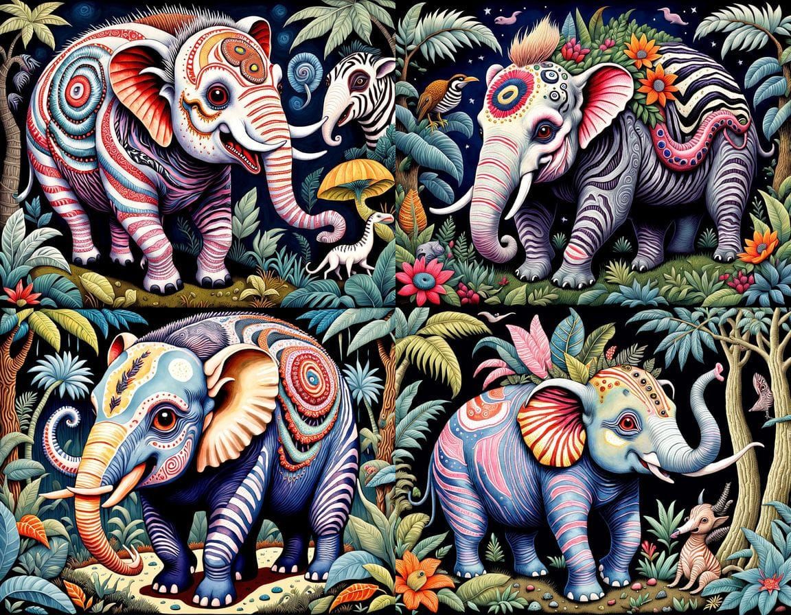 Grotesque Hybrid Beast in Vibrant, Intricately Detailed Artw...