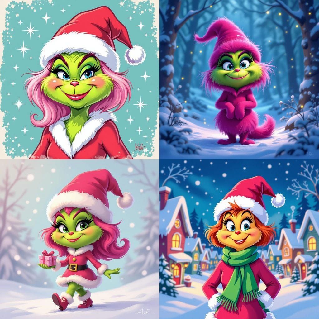 Vibrant Pink Grinch Character Design