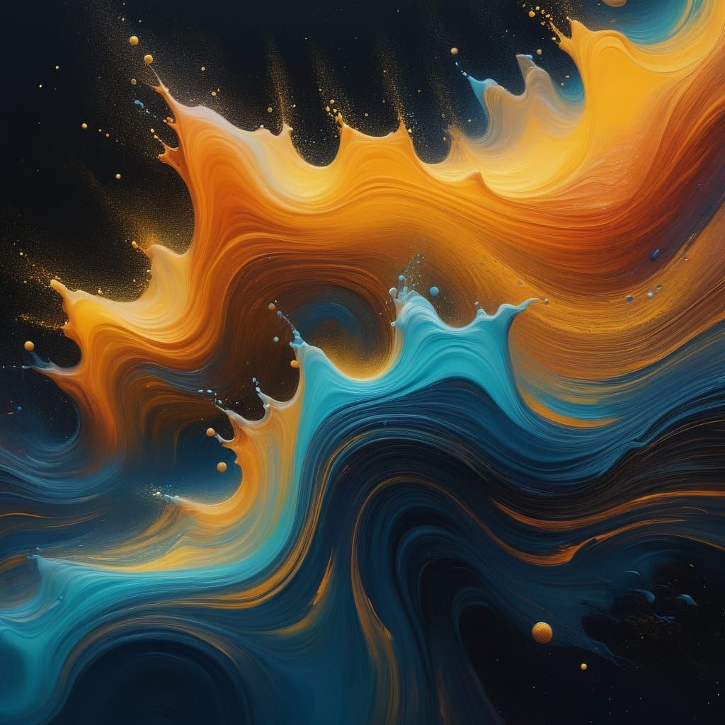 Liquid Gold and Silver Hair Art in Cosmic Void