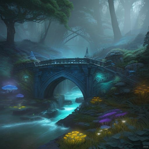 Ancient Bridge in Ethereal Chasm