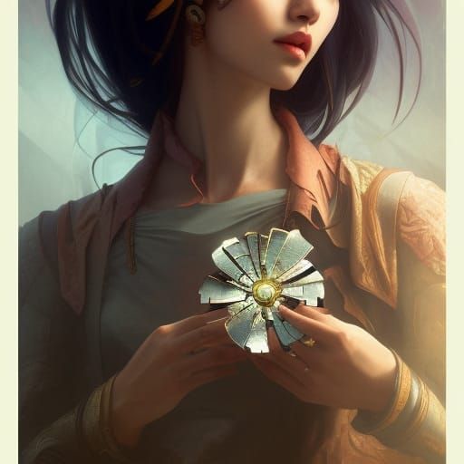 Sci-Fi Pirate Girl with Metal Flower