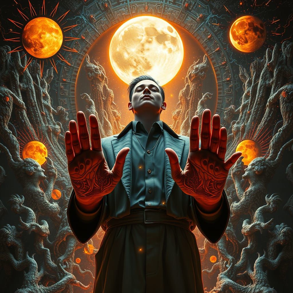 Surreal Male Figure Emerging from Formlessness