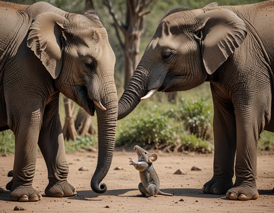 Gentle Elephant Talks to Mouse on Trunk