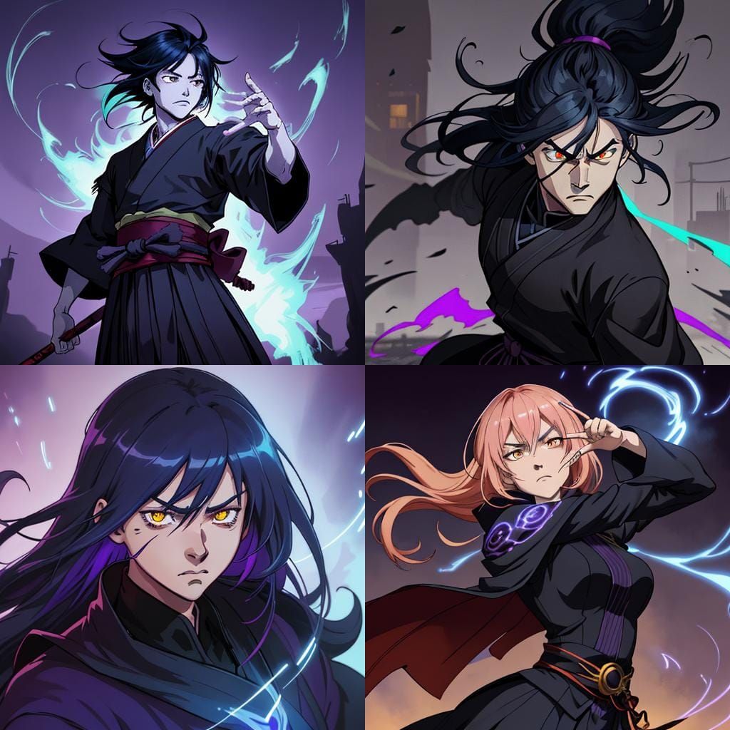 Jujutsu Sorcerer in Cel-Shaded Anime Style