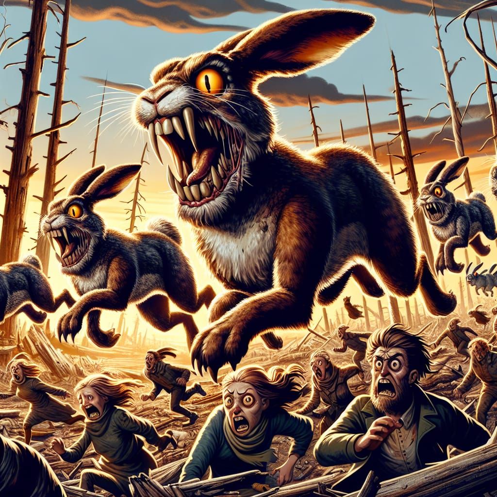 Enraged Hares Chase People in Apocalyptic Forest